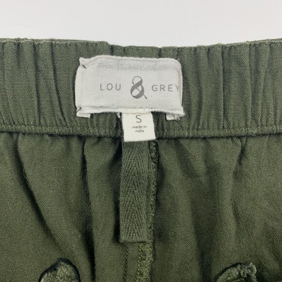 Lou & Grey Forest Green Garment Dye Softstretch Linen Ankle Pants S - Picture 4 of 8